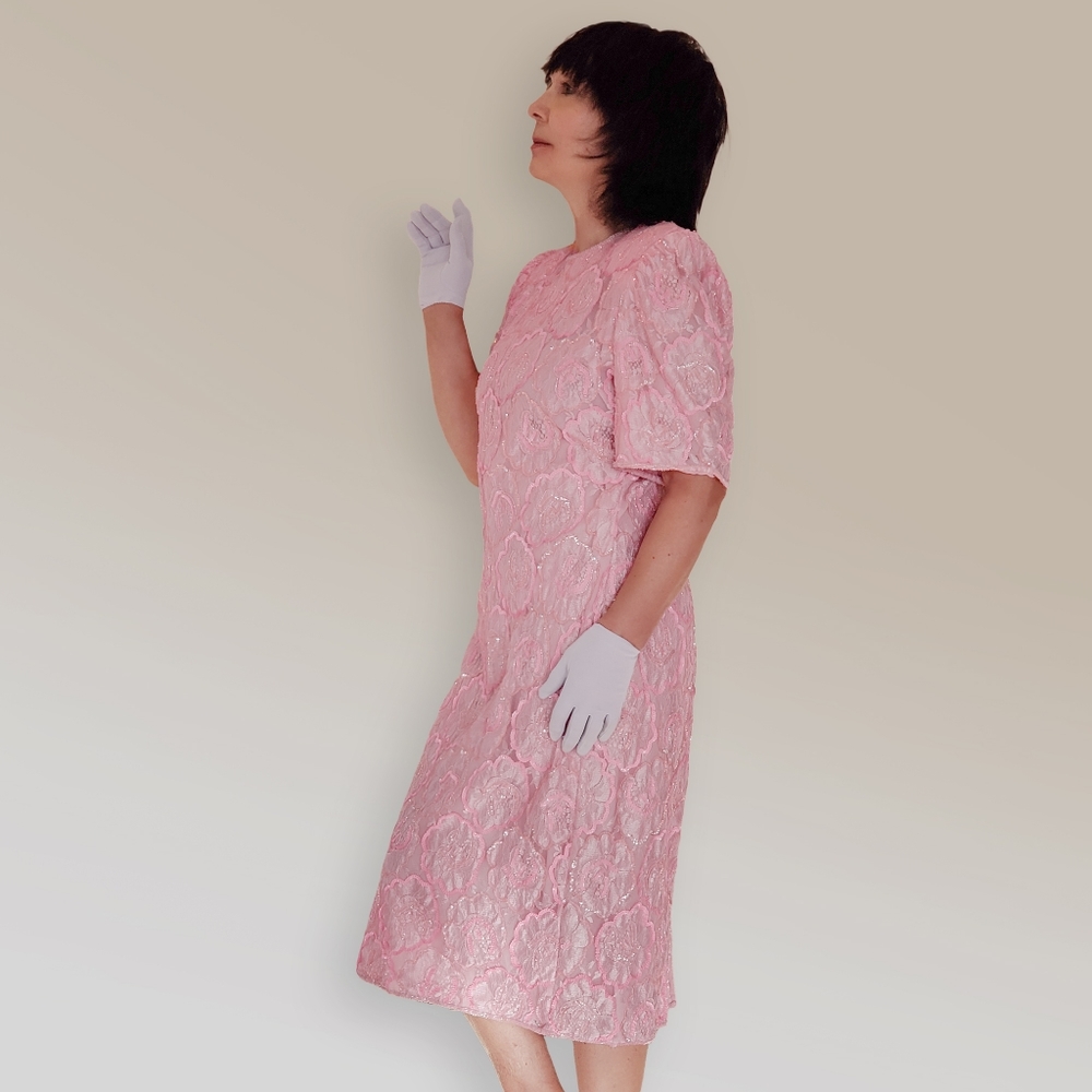 Vintage pink sequin & beaded dress